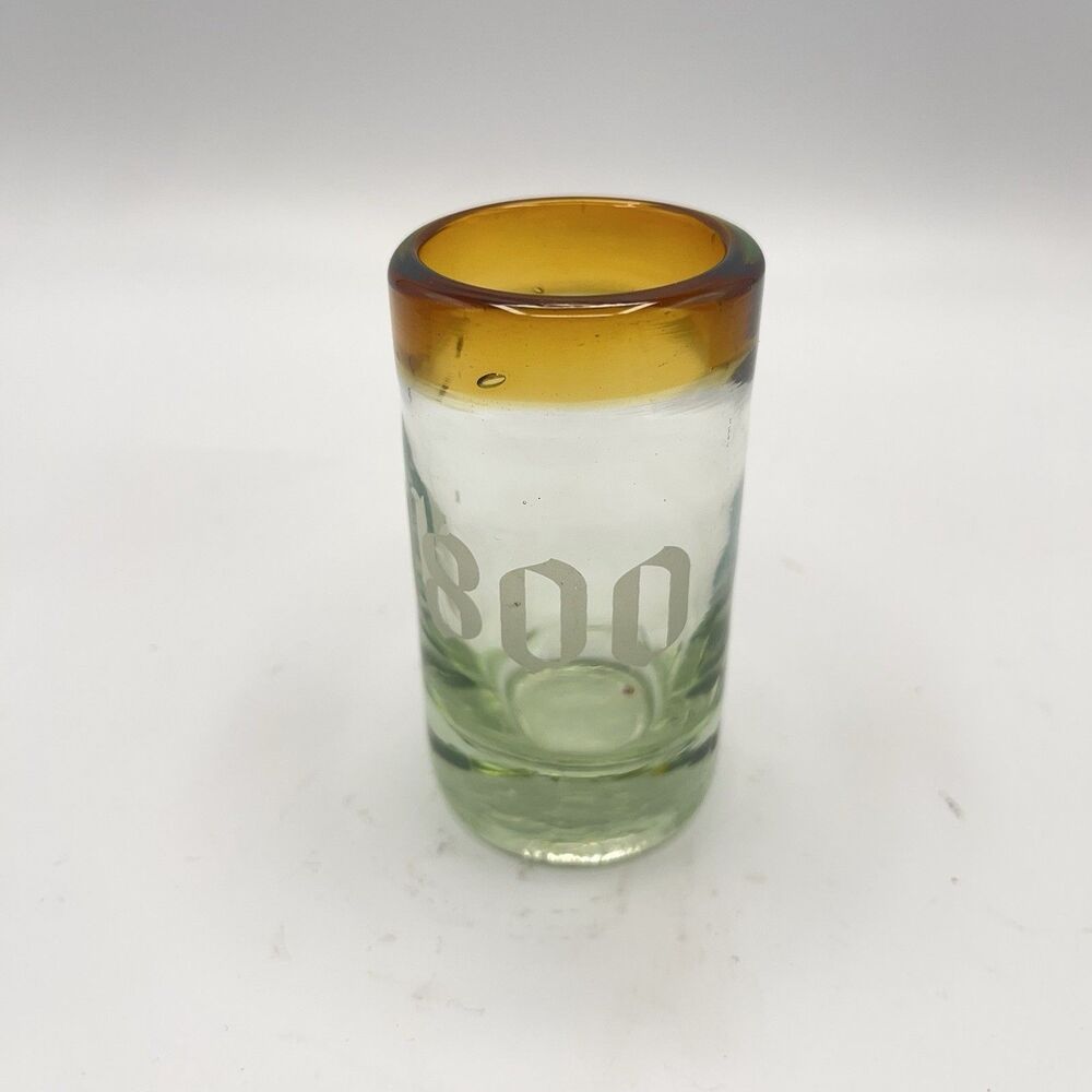 1800 Tequila Shot Glass Tall 3.5" Shooter Amber Brown 100% de Agave